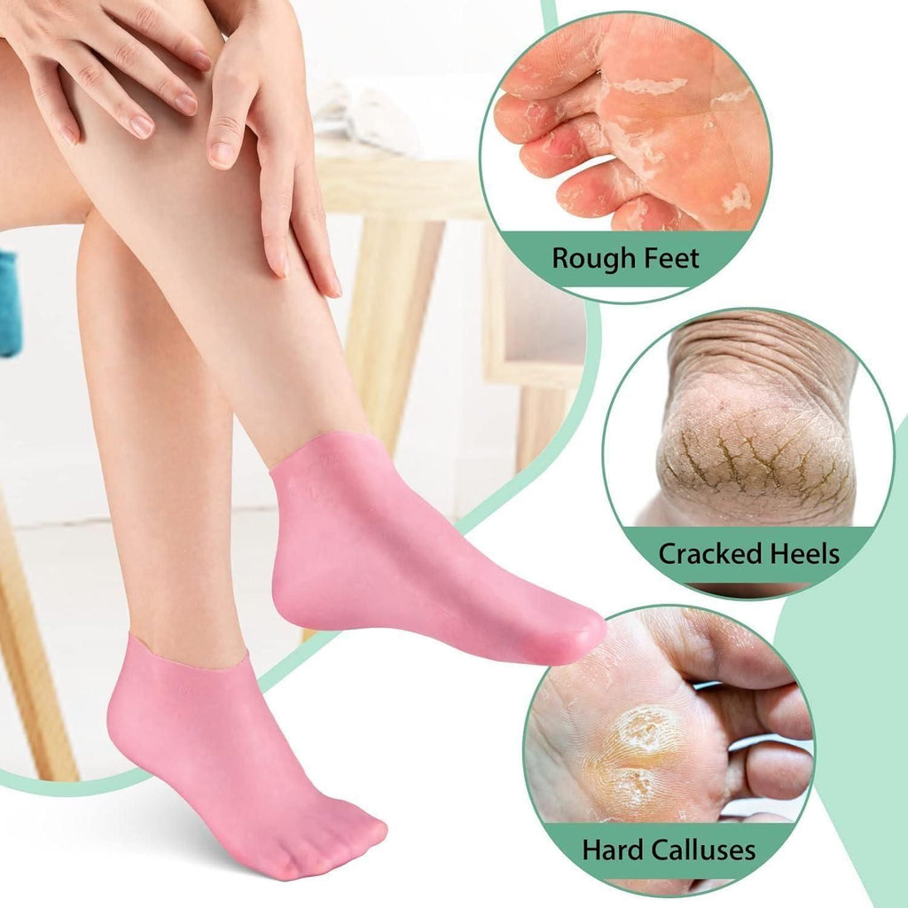 Silicone Moisturizing, Anti Slip Aloe Socks for Dry Cracked Feet Women (Pack of 2)