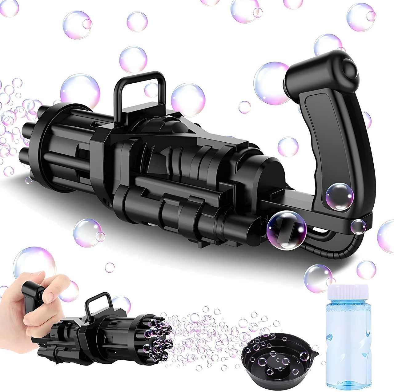 Bubble Gun - 8 Hole Automatic Gatling Bubble Gun Blower Maker