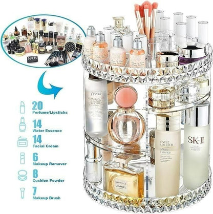 Makeup Organizer - Adjustable 360 Rotation Case