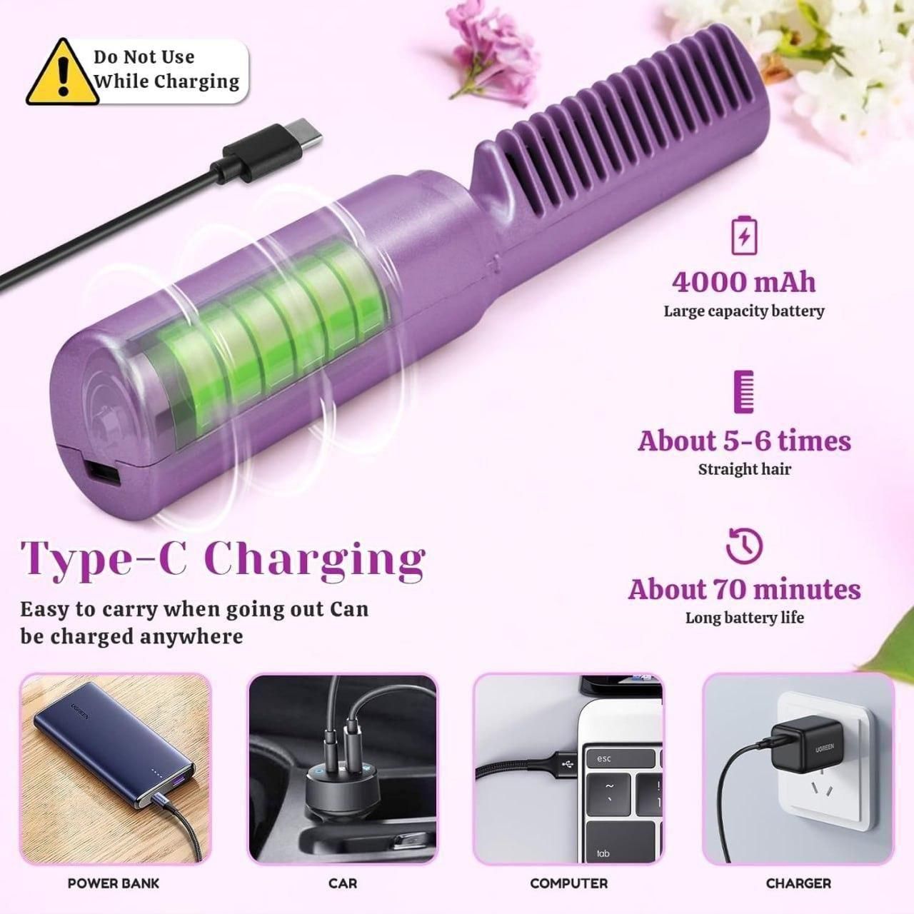 Portable Mini Adjustable Hair Straightener Hot Comb