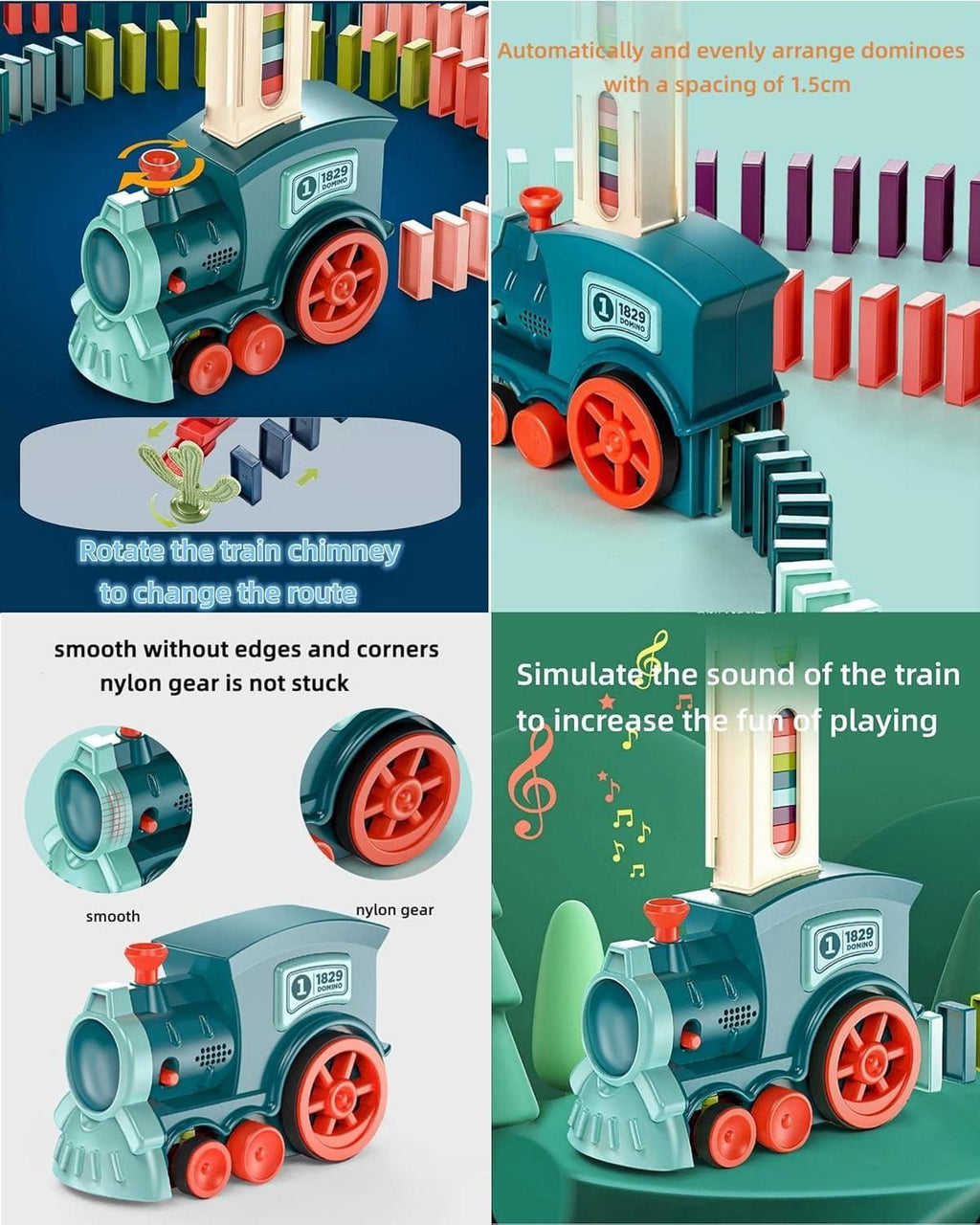 Toy Train Domino Set for Kids, BPA Free Plastic with Sound Effects